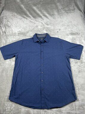 Beverly Hill's Polo Club Shirt Men's 2XLB Navy Geometric Short Sleeve Classic